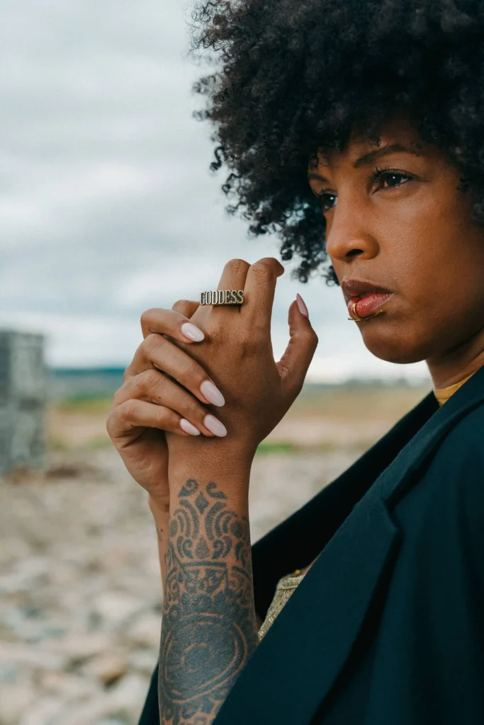 EPLC Paris jewelry campaign photograph, ring and lip cuff detail