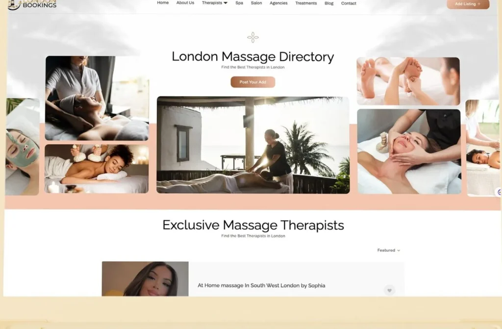 London Bookings website — detail view