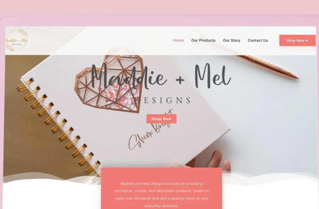 Maddie + Mel Designs website — detail view