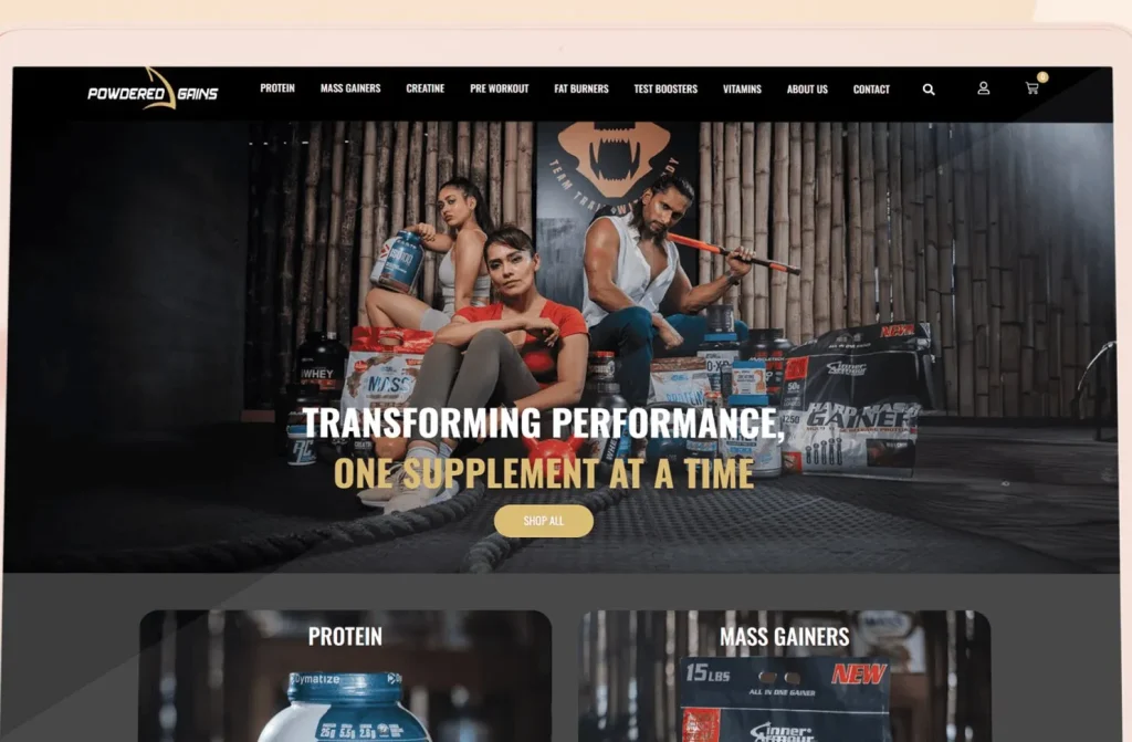 Powdered Gains website — detail view