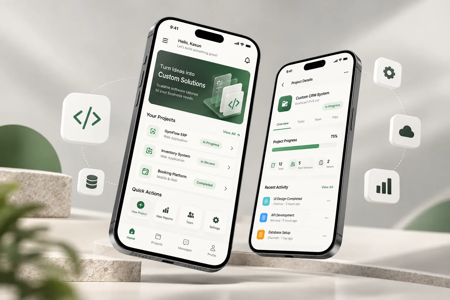 Custom Solutions Dashboard Mockup