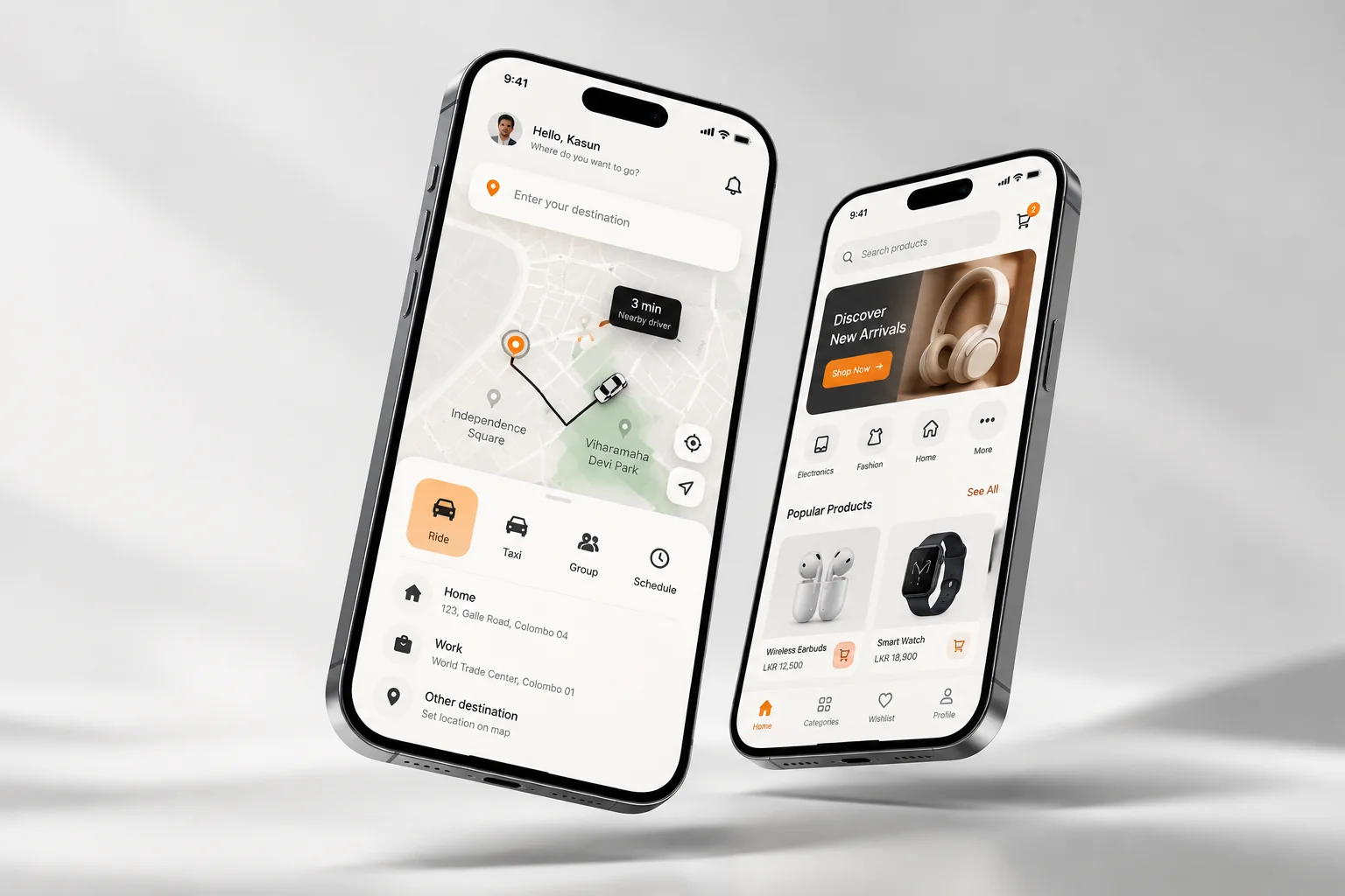 mobile app development – Floating smartphone app showcase