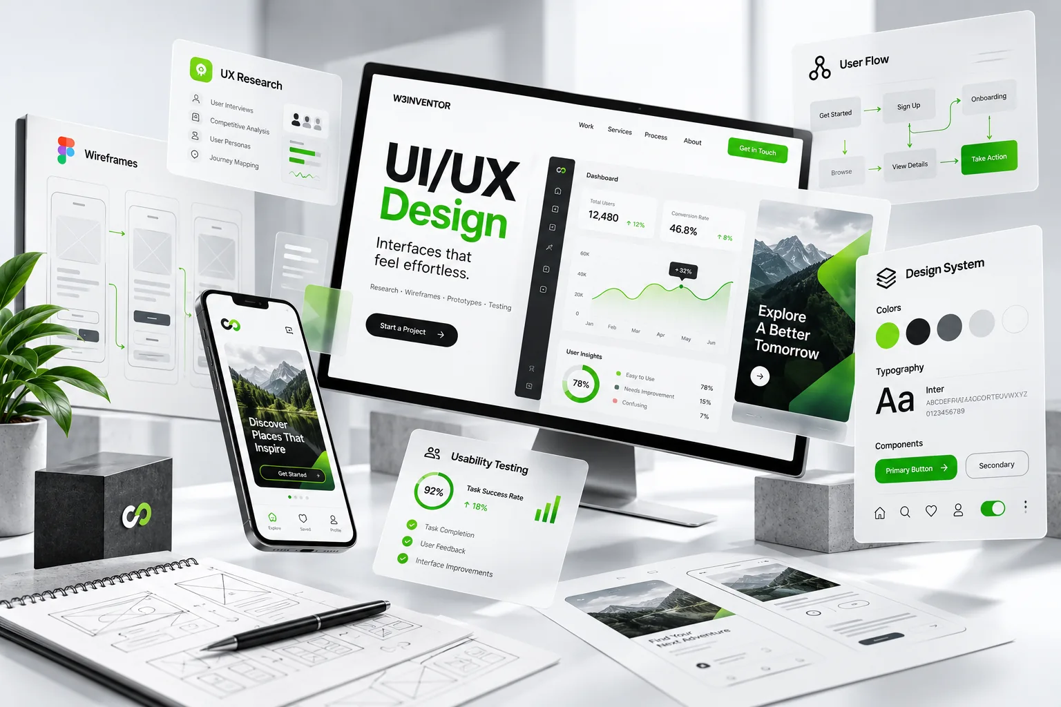 Modern UI UX Design Studio Workspace