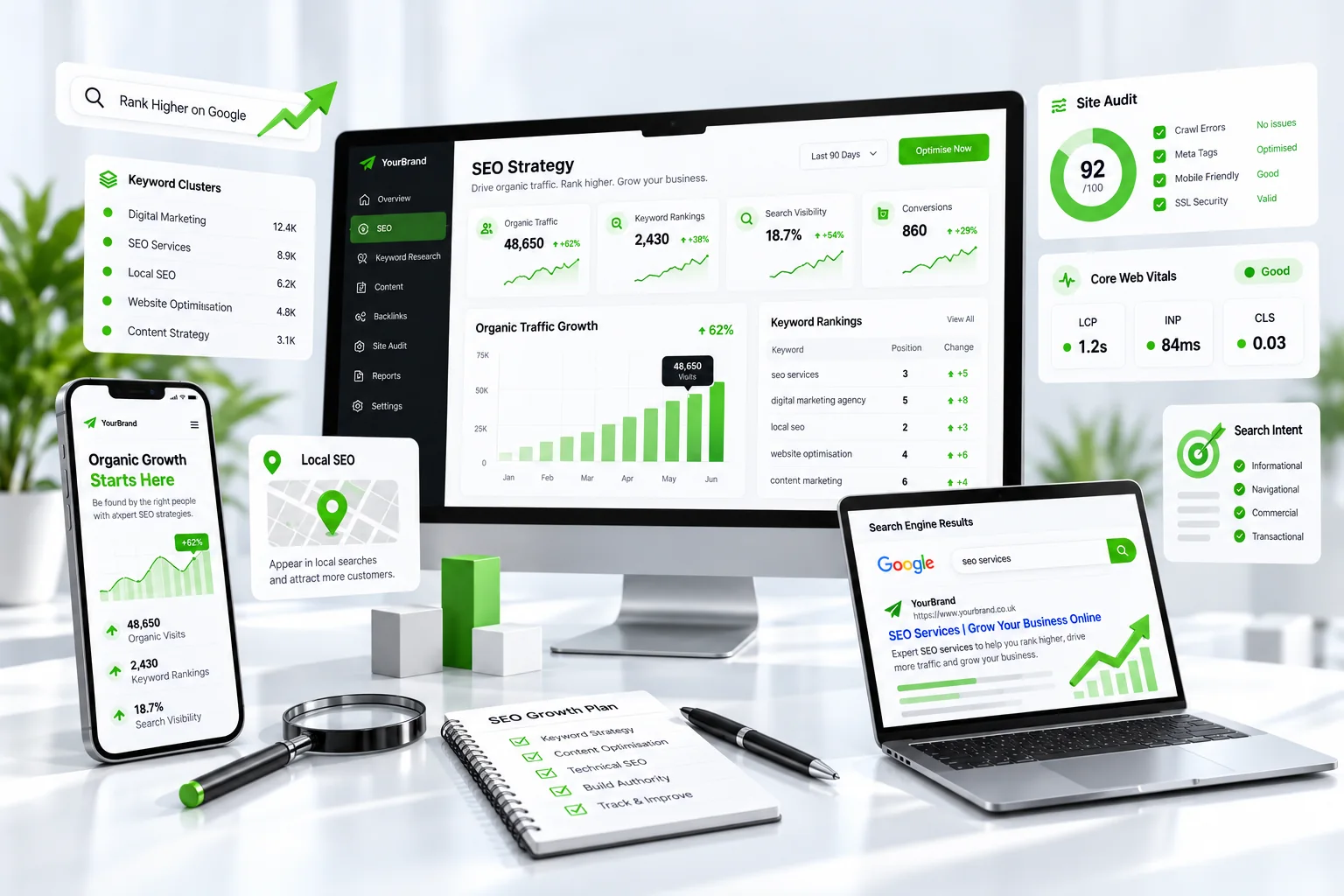search engine optimisation – SEO dashboard growth workspace